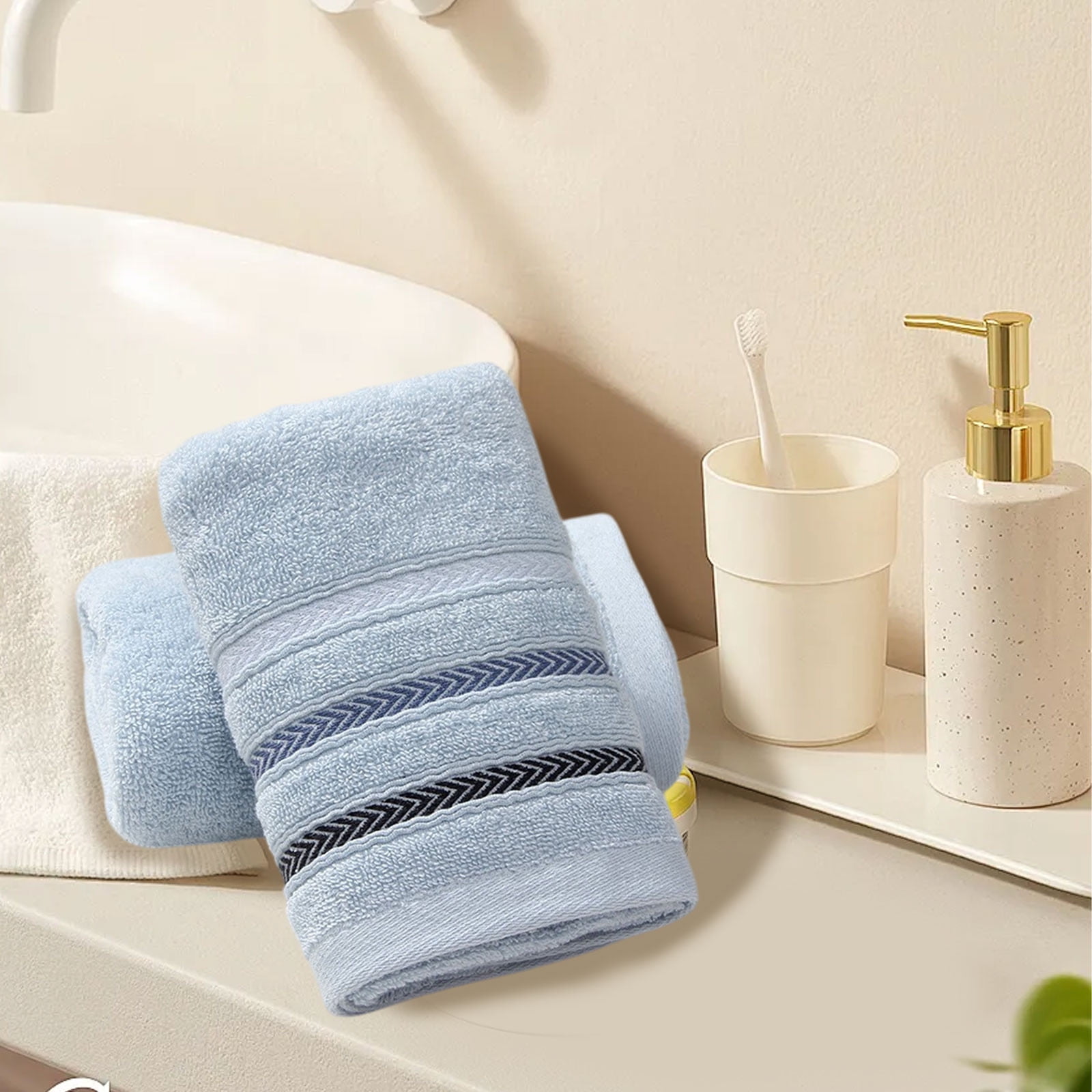 Hiroekza 12-Pack 100% Cotton Hand Towels Set for Bathroom Bath Sheets - Soft, Skin-frindly, Absorbent Towels for Bathroom, Gym, Spa, Hair Care, Facial Towels for Estheticians, Massage Towels Blue