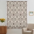 thumbnail image 3 of Brown Flowers Sheer Curtains 45 Inches Long, Vintage Country Abstract Floral Patterned Light Filering Curtains, Breathable Simi Curtain Privacy Drapes for Kitchen Bathroom Small Window Treatment, 3 of 9