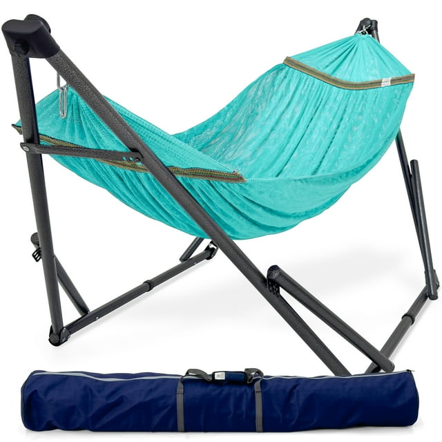Tranquillo Hamac Double avec Support Inclus pour 2 Personnes / Support de Hamac Pliable Capacité de 600 Lb Étui Portable - Maison, Extérieur, Camping, Ciel
