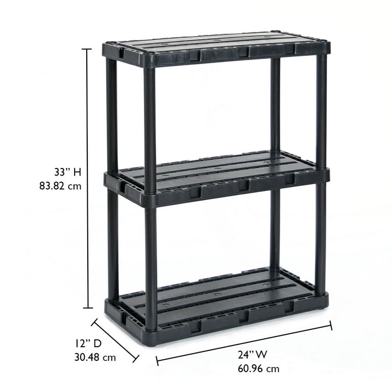 Gracious Living 3 Shelf Knect A Shelf Solid Light Duty Storage Unit 24 x 12 x 33