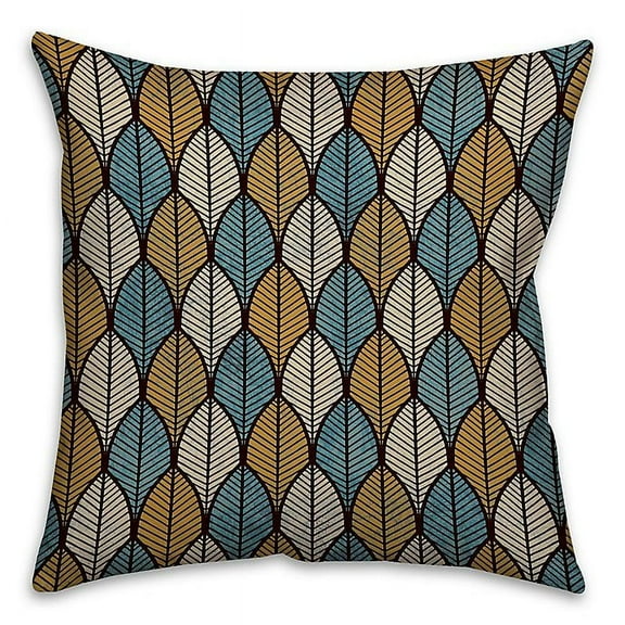 Creative Products Turquoise Leaf Abstract Spun Polyester Throw Pillow - 16x16