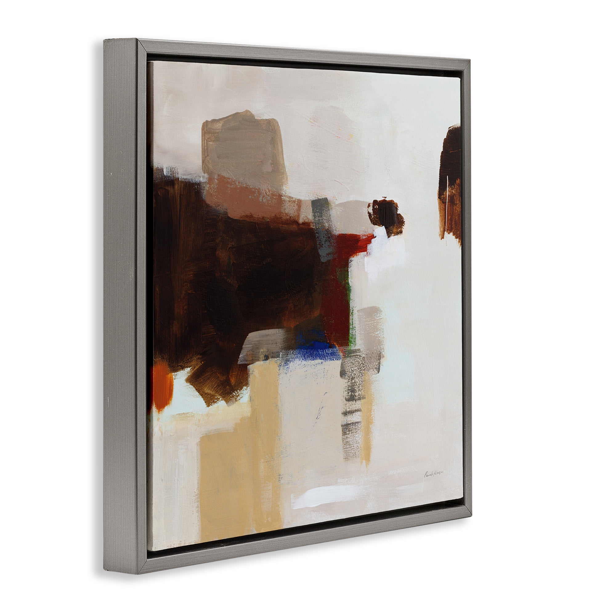 Stupell Industries American Rust Abstraction Abstract Painting Gray Floater Framed Canvas Art Print Wall Art, 25 x 25