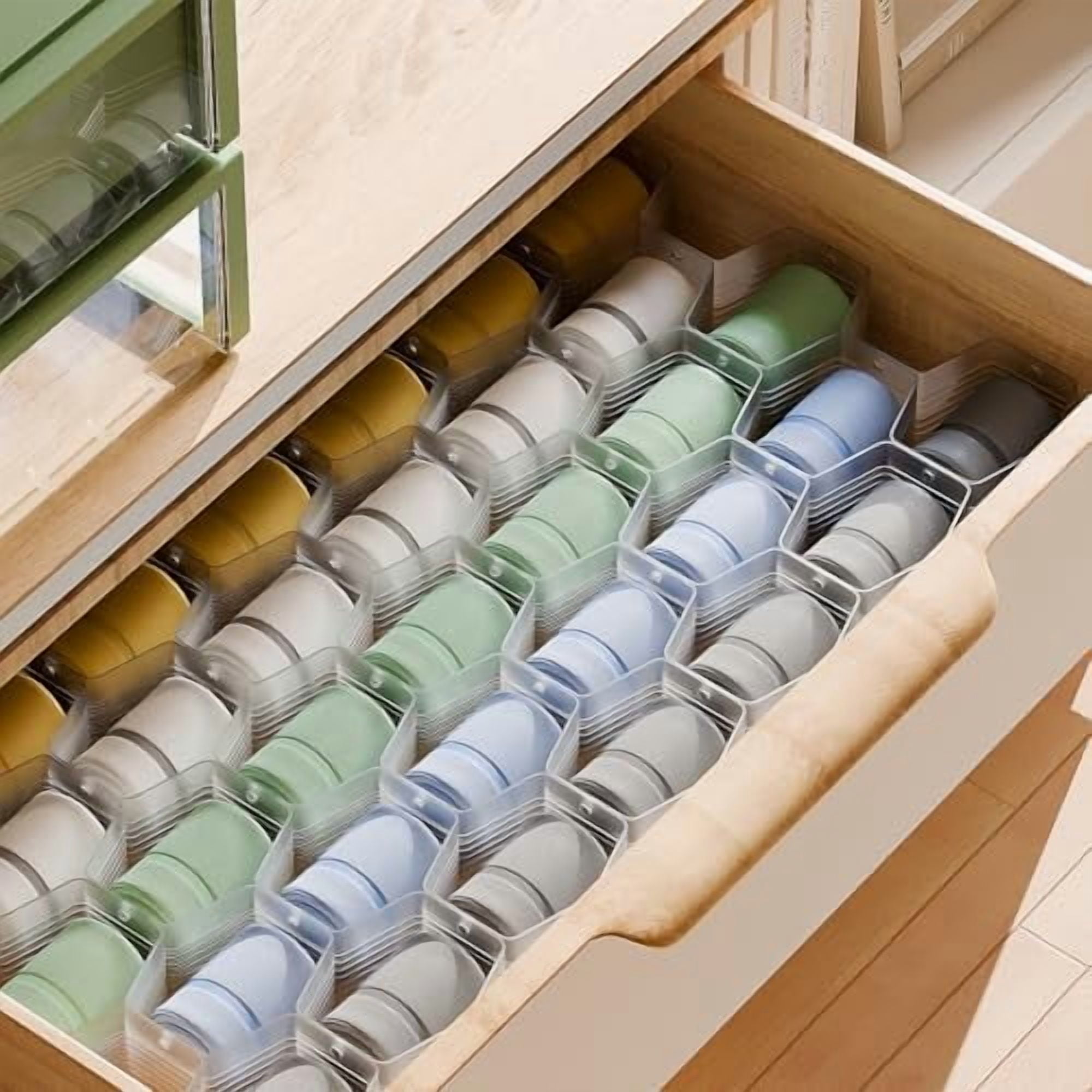 Honeycomb Separator Adjustable Drawer Organizer Divider for Underwear Belt-Scarf Socks Organizer (White(4pcs))