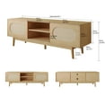 thumbnail image 3 of Richya Modern Rattan TV Stand for 55/60/65 inch TV with Natural Rattan Door and Shelves,Entertainment Center,Media Console Table for Living Room (Wood Color), 3 of 9