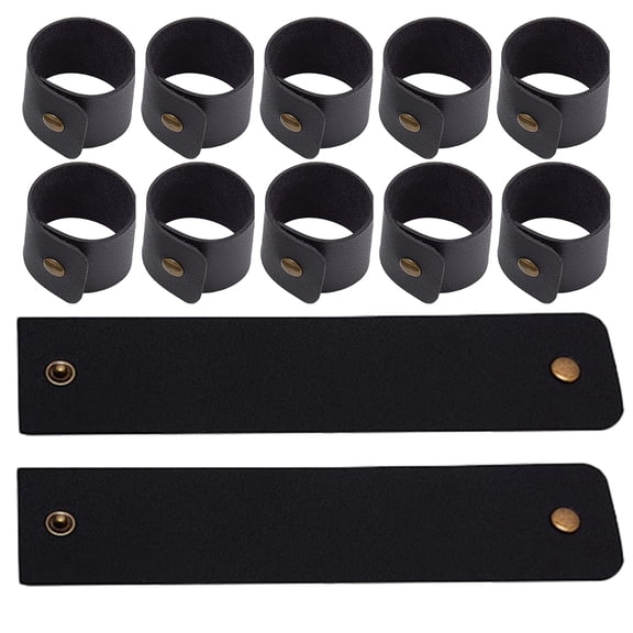 FONDOTIN 12pcs Black PU Paper Napkin Self-Adhesive Table Decor for Thanksgiving and Holiday Dining
