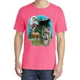 thumbnail image 2 of Wild Bobby, Eagle Bear Deer and Wolf, Animal Lover, Garment-Dyed Washed Look Short Sleeve T-Shirt, Neon Pink, Large, 2 of 3
