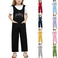 thumbnail image 5 of Kids Girls Romper Sleeveless Casual School Romper Letter Print Romper with Pockets for Everyday Wear Girls Jumpsuits Size 9-10 Years, 5 of 6