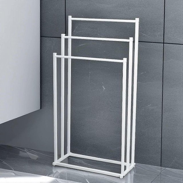 3-Tier Standing Towel Rack Bathroom Metal Towel Storage Organizer Stand - Black