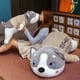 thumbnail image 2 of Muñeco de peluche de Husky de 80cm/100cm, ropa a rayas, juguete de peluche suave de Husky tumbado, animales de perro gris/Negro, regalo de cumpleaños para niños, 2 of 5