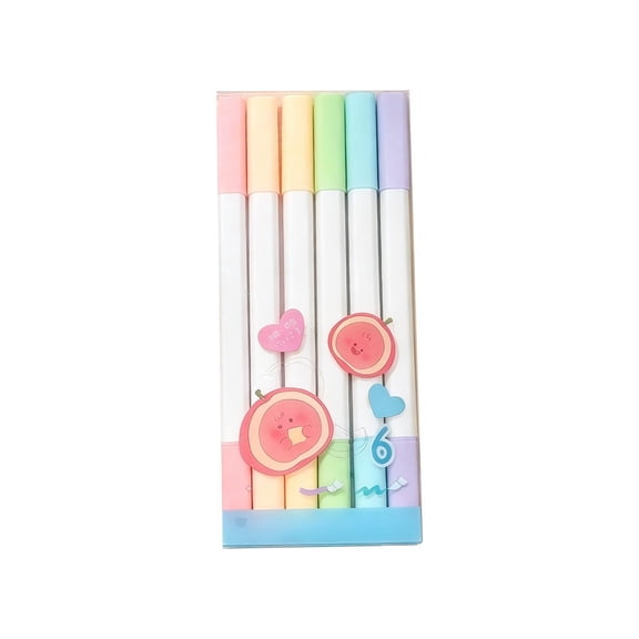 Hvmvliv 6-Pack Double-Tip Fruit-Scented Highlighter Set,Bible Highlighters with Broad Chisel Tip for Quick Highlighting,Large Ink Capacity,Quick-Drying for Journaling,Note-Taking Multicolor