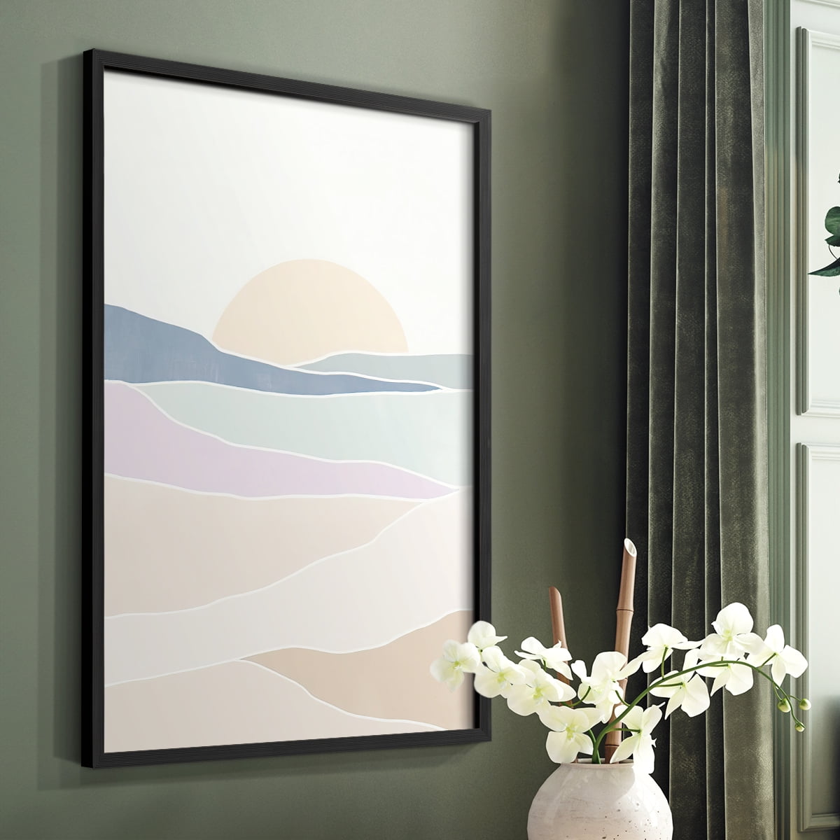 Wave Tableau II Framed Print in Black Solid Wood 11 x 14 Framed Print