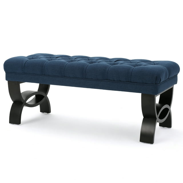 Banc Ottoman en Tissu Christopher Knight Home Scarlett, Bleu Foncé