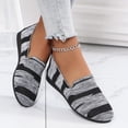 thumbnail image 4 of Wensltd Women Solid Color Stripe Knit Flat Shoes Breathable Lightweight Comfy Walking Shoes for Casual Daily Wear, 4 of 9
