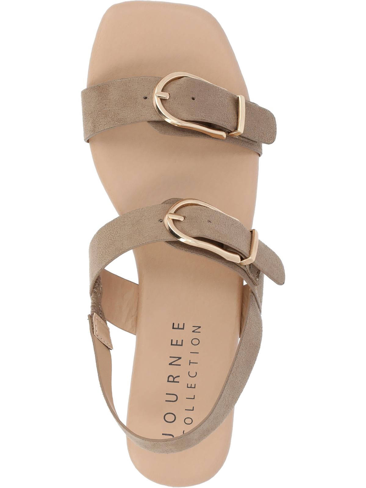 Journee Collection Womens Twylah Faux Suede Buckle Slingback Sandals