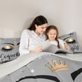 thumbnail image 5 of Castle Fairy Kids Black Purple Eyelash Twin Comforter Sets,Dreamy Princess Bow Bedding Set, 5 of 8