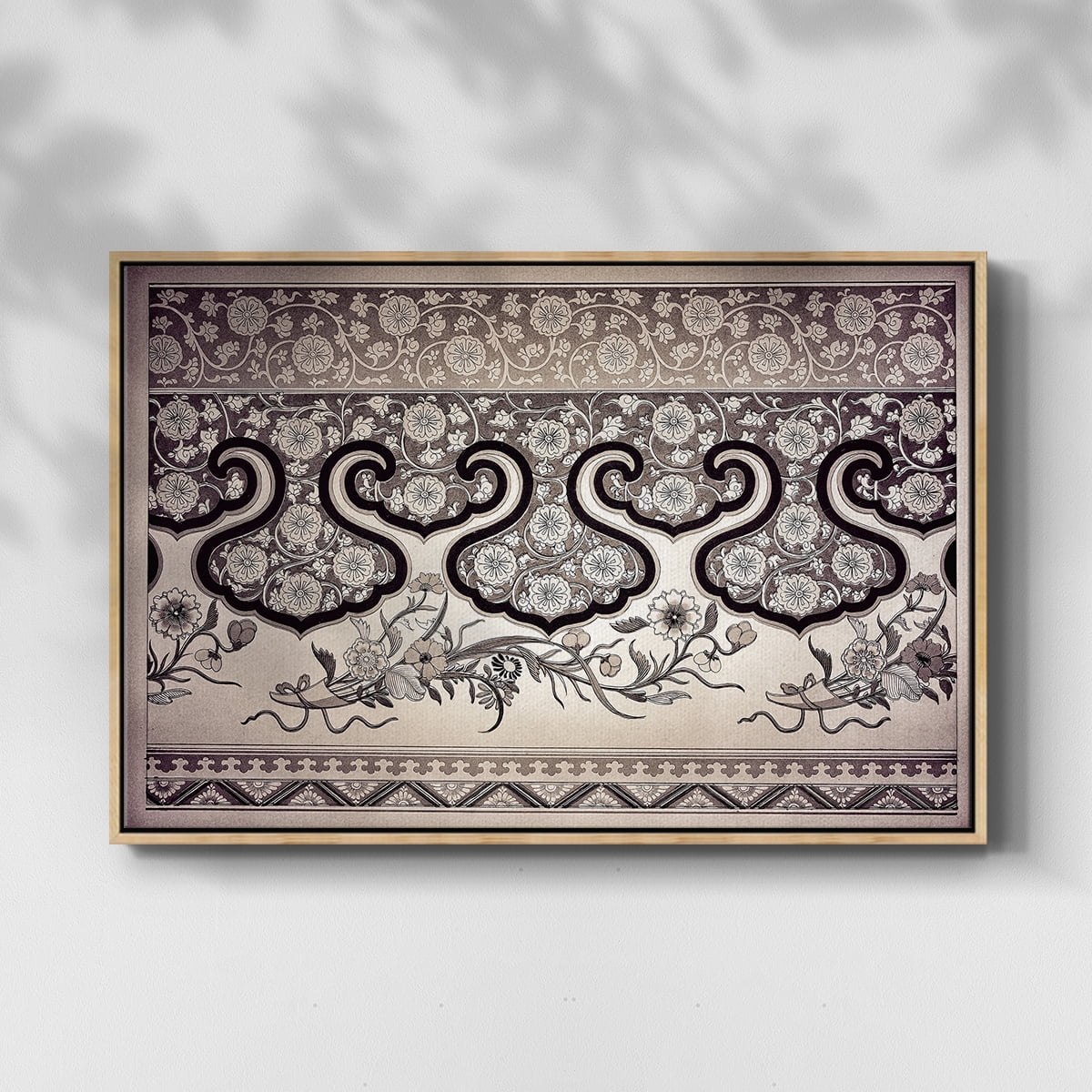 Vintage Abstract Print-XXV Framed in Natural Wood Wood Gallery Wrapped Canvas 25 in. x 37 in.