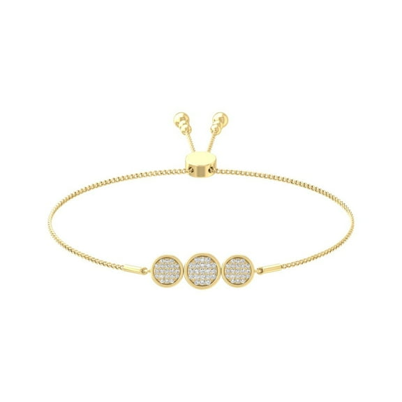 ARAIYA FINE JEWELRY 10K Yellow Gold Round Diamond Bolo Bracelet (1/4 cttw, I2-I3 Clarity, I-J Color) 9"