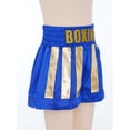 thumbnail image 3 of Haitryli Boys Sides Slit Metallic Boxing Shorts Color Block Satin Kickboxing Muay Thai Trunks Themed Party Dress Up Blue Gold 8, 3 of 7