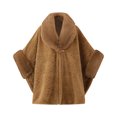 thumbnail image 2 of Fewfanhot Women Faux Fur Trim Cardigan Cloak Tweed Poncho Cape, Thick Warm Lined Wrap Coat for Fall Winter, 2 of 5