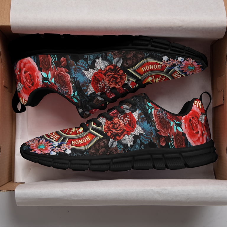 Back The Red Firefighter Running Shoes Sneakers Mesh Black  display picture 3