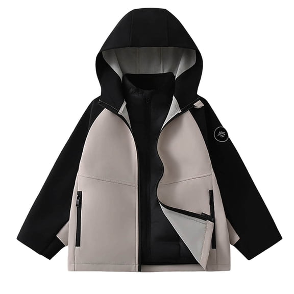 ZACPNCV Kids Waterproof Rain Jacket Lightweight Hooded Raincoat for Hiking Travel Outdoor Softshell Windbreaker Jacket Black 11-12 Years