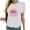 White, variant on WREESH Womens Fashion T-Shirts Spring Summer Casual Round Neck Printed Short Sleeved T-Shirt Top Pullover Pink