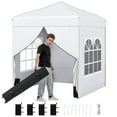 thumbnail image 1 of Costway 6.5 x 6.5 FT Pop up Canopy Tent with 4 Sidewalls, Wheeled Bag, 4 Sandbags, 8 Stakes White, 1 of 10