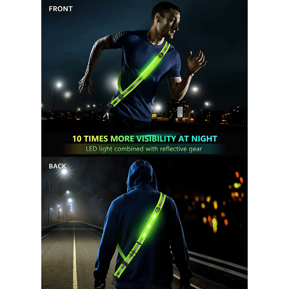 LED Reflective Belt Sash for Walking At Night Rechargeable LED Running Belt for Runners Walkers Pink