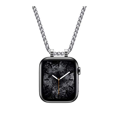 HiPai Necklace Adapter Pendant Compatible with Apple Watch, Infinity & Double Loop Connector Comes with 32inch Stainless Rollo Wheat Chain 3mm for iWatch Series 7/6/5/4/SE - 44mm 45mm Double Loop