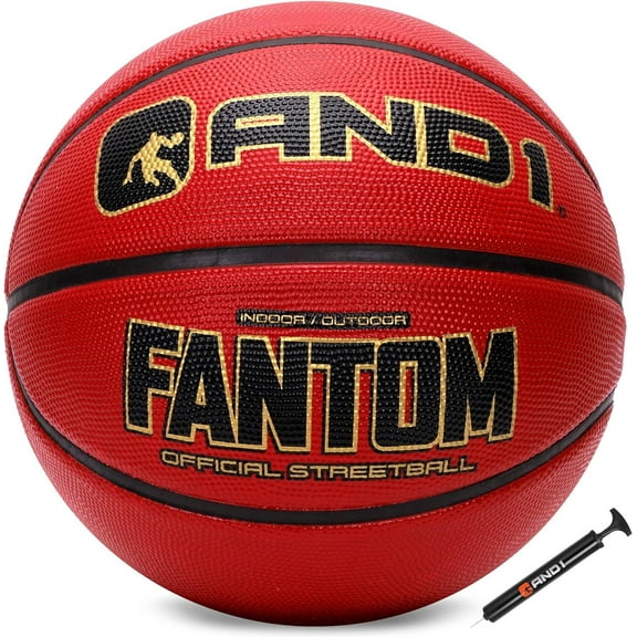 AND1 Fantom Rubber Basketball: Official Regulation Size 7 (29.5 inches), Deep Channel Construction, Indoor/Outdoor Use
