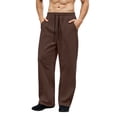 thumbnail image 3 of Trousers Pants for Men Drawstring Waist Wide-Leg Loose-Fitting Long Pants Sports Pants With Pockets for Any Occasion, 3 of 7