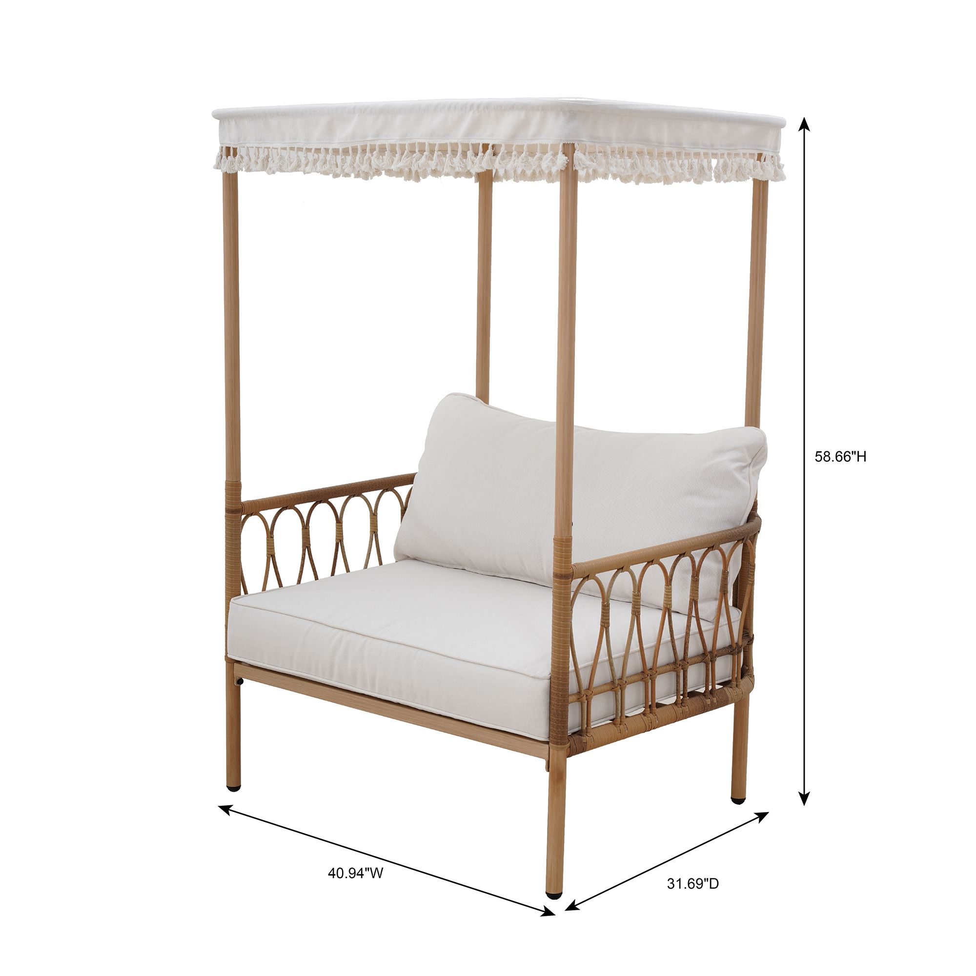 Better Homes & Gardens Willow Sage 2 Piece All-Weather Wicker Outdoor Canopy Chair and Ottoman Set, Beige - image 2 of 7