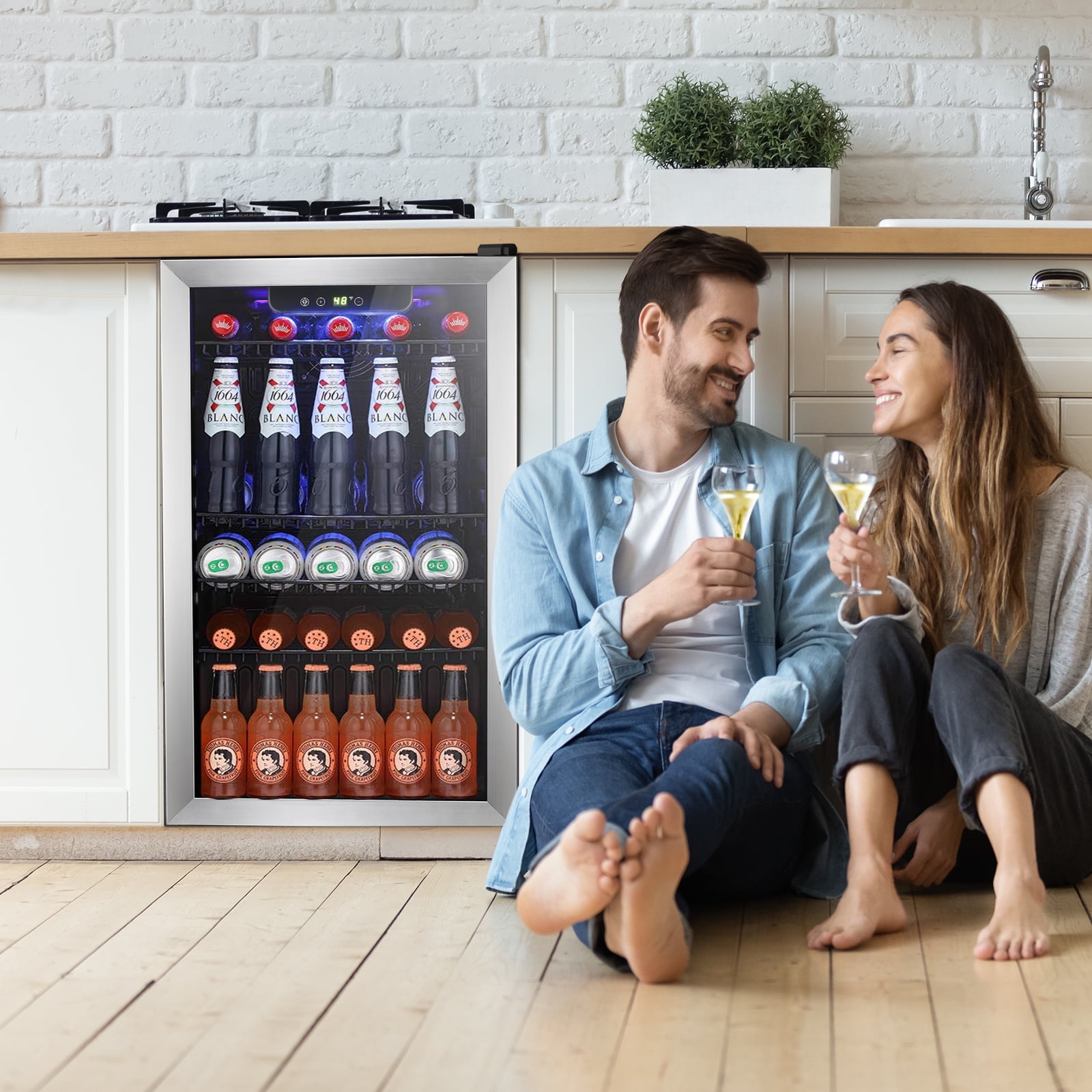 KNDKO 130 Can Beverage Refrigerator - 3.2 Cu.ft. Mini Fridge Cooler, Wine Cooler for Home/Office