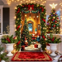 FeiFu 35×71in Christmas Door Cover Santa Door Decoration Curtain Doors Santa Design Christmas Vibes Suitable for Home Entryway Decor​