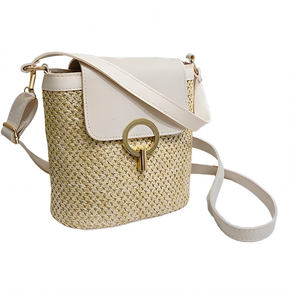 GASTROPOD Bucket Bags for Women,Vintage Beach Tote Bag,Wicker Summer Bag,White