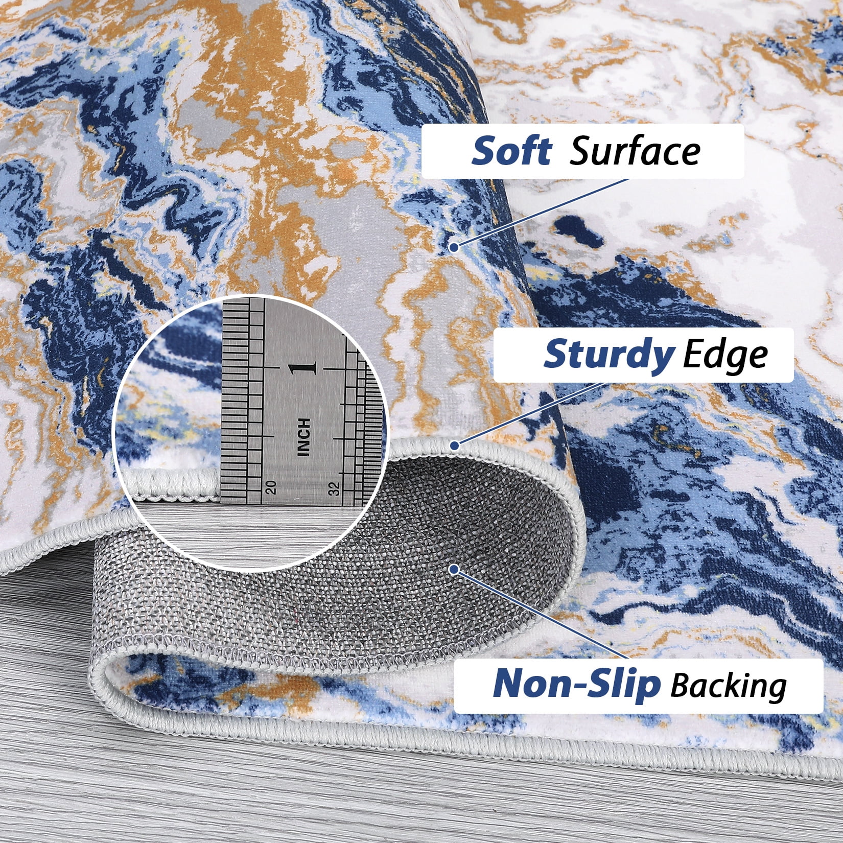 Yesfashion Carpets Area Rugs Washable Abstract Marble Rug,5'*7' Modern Boho Marble Pattern Area Rug,Rug Soft Lu*ury Rug Bedroom Kitchen Dining,Blue blue 5*7ft