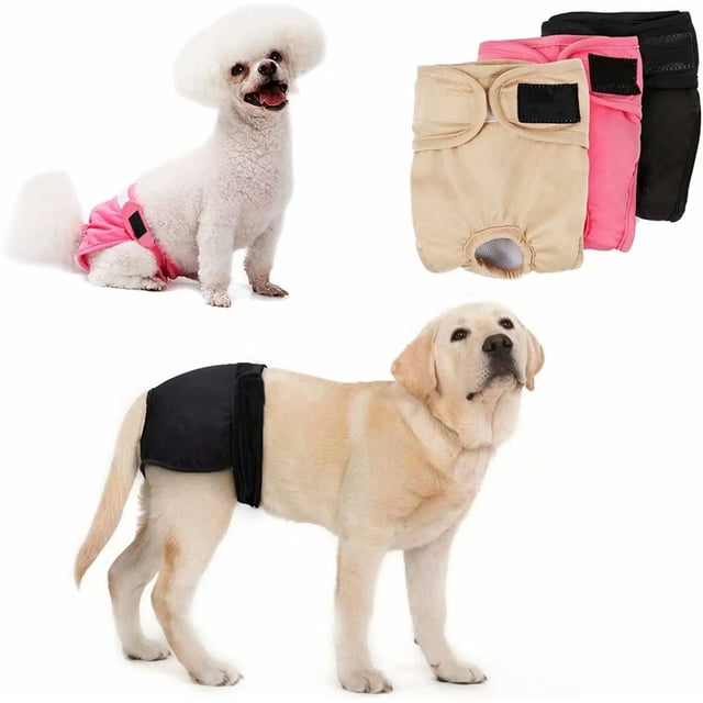 ZECATL Couches Lavables pour Chien Réutilisables Culottes Physiologiques Étanches pour Chiots (Lot de 3)