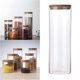 thumbnail image 3 of 1800ml Transparent Glass Jars Storage Container for Tea Coffee Spice Candy (10x25cm, with Bamboo Cover), 3 of 3