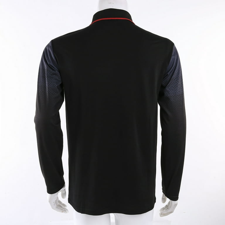 Men Solid Color Long-sleeve Quick-dry Sports Polo Shirt M-3XL