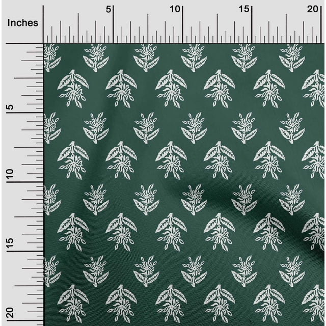 oneOone Georgette Viscose Fabric Leaves & Floral Block Printed Craft Fabric BTY 42 Inch Wide