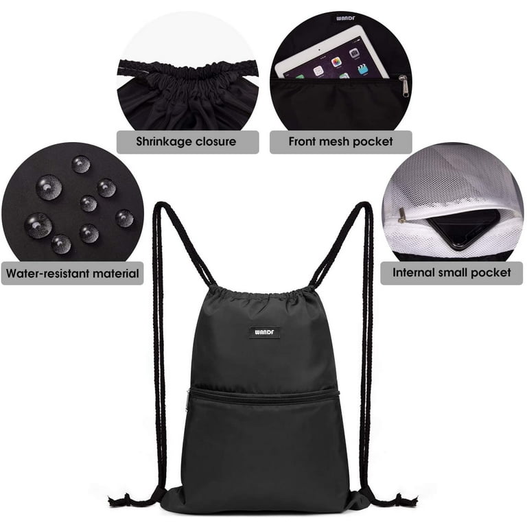 WANDF Drawstring Backpack String Bag Sackpack Cinch Water Resistant Nylon  for Sport Yoga Gym Shopping (Purple Gradient)