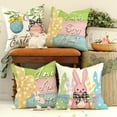 thumbnail image 4 of Easter Pillow Covers 20x20 Inch Set of 4, Rabbits Bunny Easter Egg Hunt Love All Peeps Striped Farmhouse Decorative Throw Pillowcases for Home Sofa Couch Decoration G493-20, 4 of 5