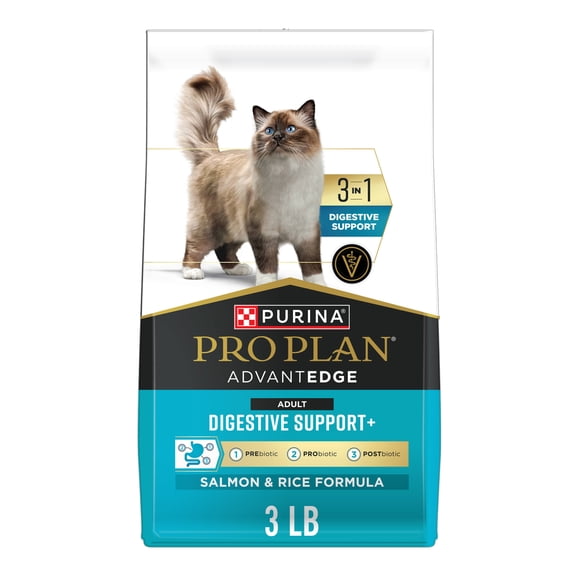 Purina Pro Plan AdvantEDGE Digestive Support Plus Adult Salmon and Rice Formula Dry Cat Food, 3 lb