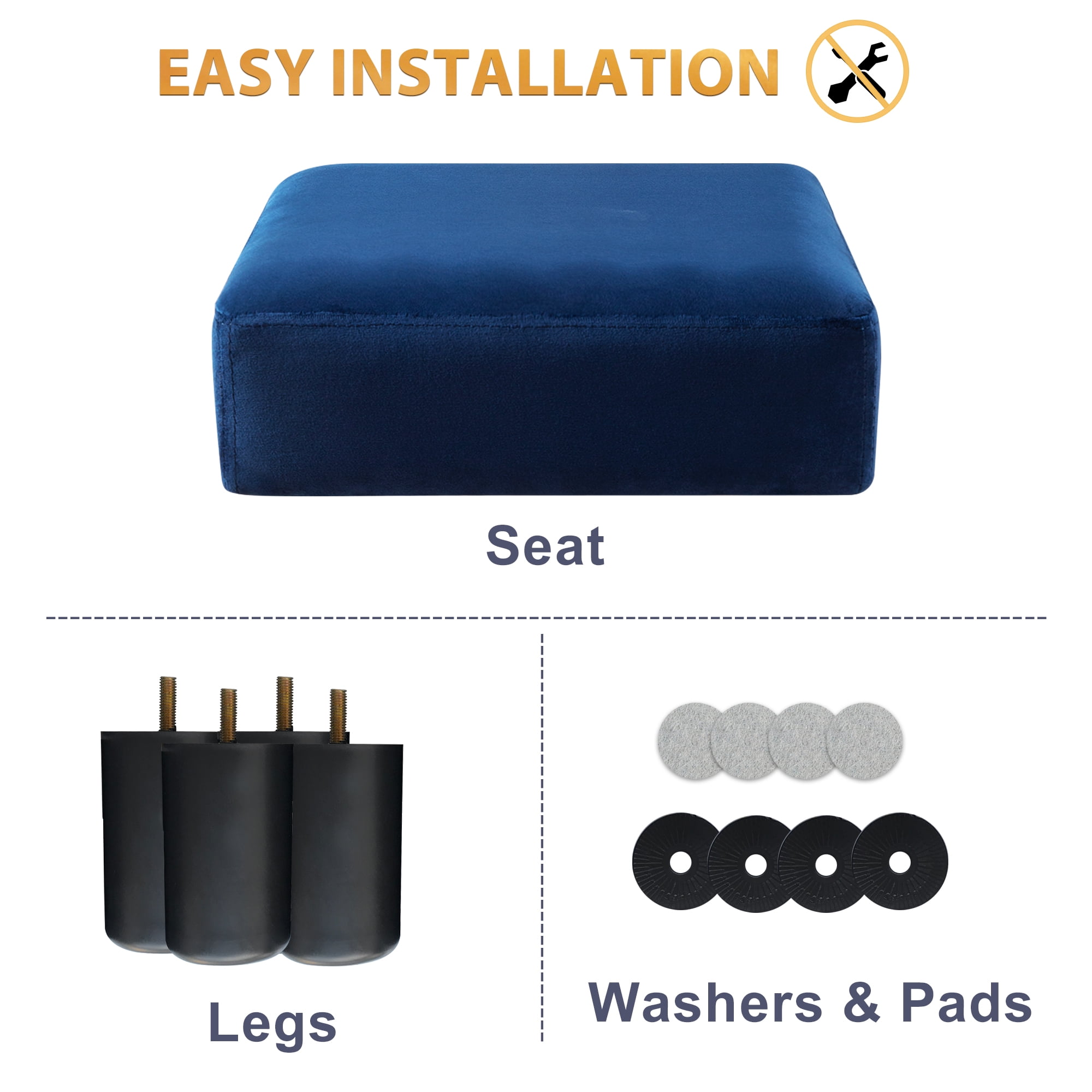 Dycanpo Small Rectangle Foot Stool Footrest Ottoman Stool with Velvet Fabric for Living Room, Blue