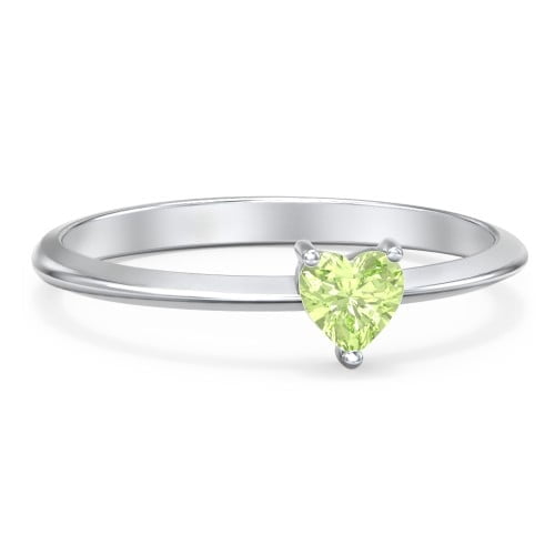 Heart Birthstone Ring - Peridot (August)