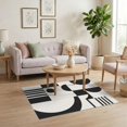 thumbnail image 3 of ODIKA 4'x6' Washable Area Rug Pet Friendly, Non-Shedding Black White Geometric Contrast Design Modern Artistic Stripes and Circles for Bedroom, Reading Nook, 3 of 7
