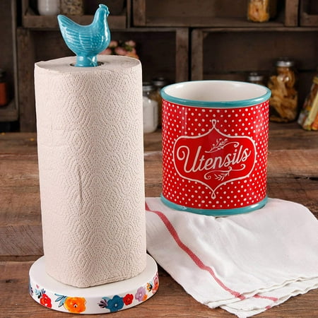Paper Flea Market (Flea Market Stoneware Turquoise Paper Towel Holder And Crock, Includes stone paper towel holder and crock By The Pioneer)