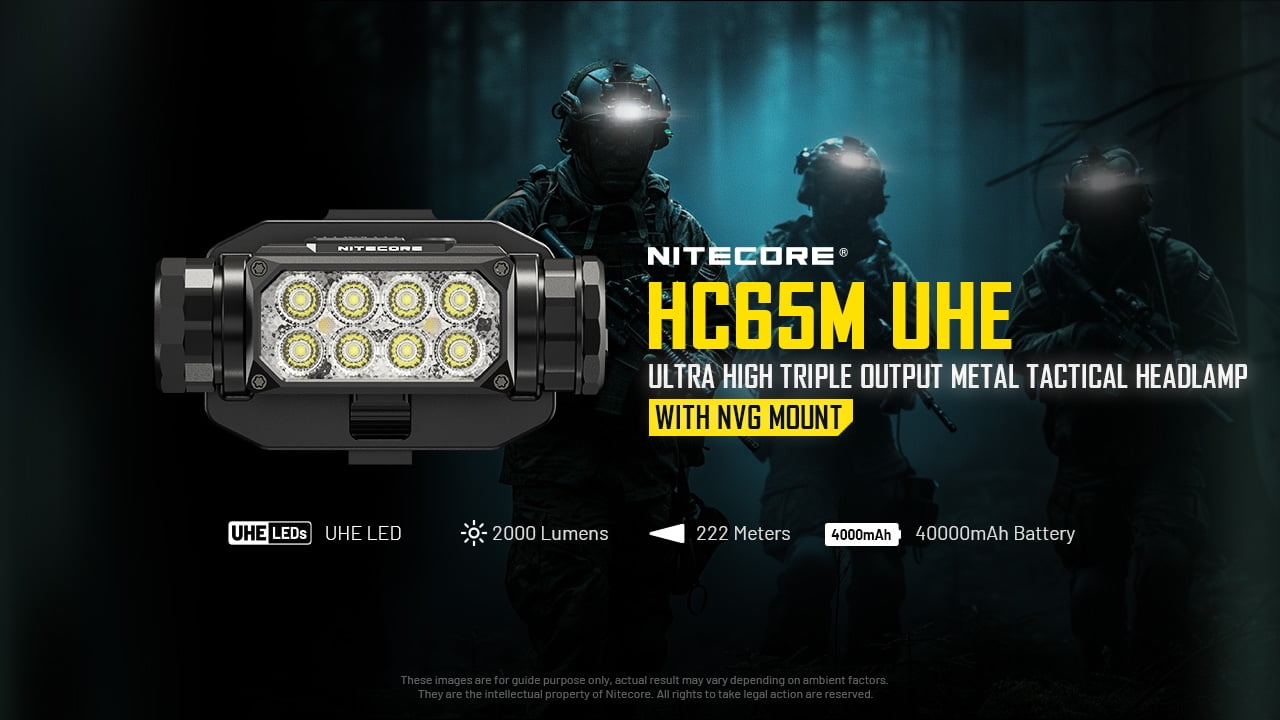 Nitecore HC65M UHE NVG Mountable USB-C Rechargeable Headlamp + Nitecore Sticker