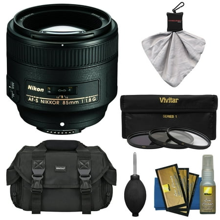 Nikon 85mm f/1.8G AF-S Nikkor Lens with 3 UV/CPL/ND8 Filters + Case + Kit for D3200, D3300, D5200, D5300, D7000, D7100, D610, D800, D810, D4s DSLR