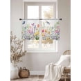 thumbnail image 3 of Wildflowers Sheer Curtains 54 Inch Length 2 Panels Set Window Treatments, Spring Farmhouse Tulip Floral Leaf Wooden Grain Rod Pocket Semi Curtains for Living Room/Bedroom/Kitchen Décor, 104"W x 54"L, 3 of 7